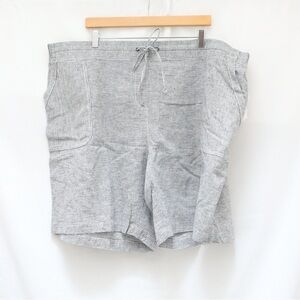 NWT Talbots Plus Size 9 in Shorts Linen Cotton 24W grey resort beach pinstripe